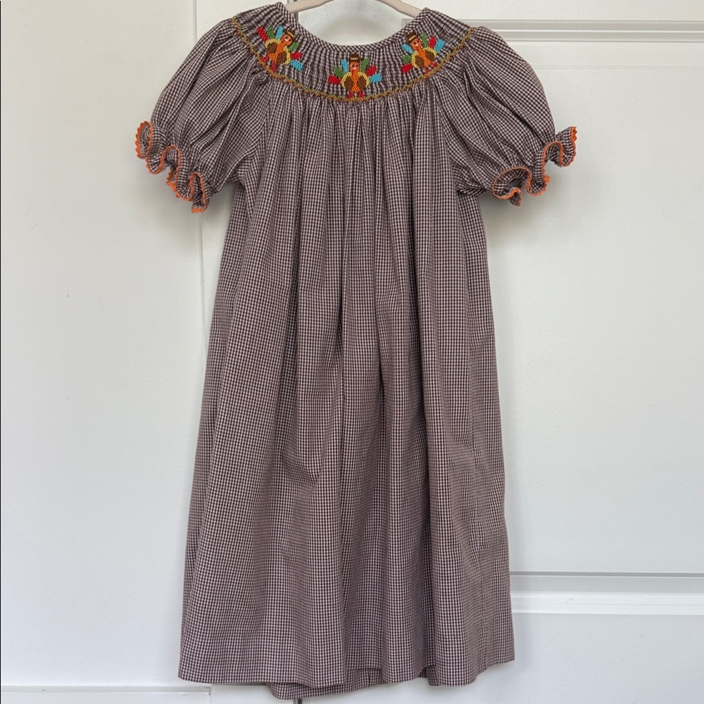 Petit bebe 4T Charming Dress with Embroidered 🦃